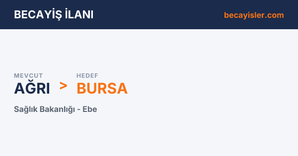 Ağrı'dan Bursa ve 3 İl Hedefli Sağlık Bakanlığı Ebe Becayiş İlanı - Ağrı Becayiş İlan Görseli